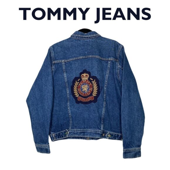 Tommy Hilfiger Jackets & Blazers - Tommy Hilfiger Tommy Jeans Women's Logo Patch Denim Jean Jacket, Size Medium